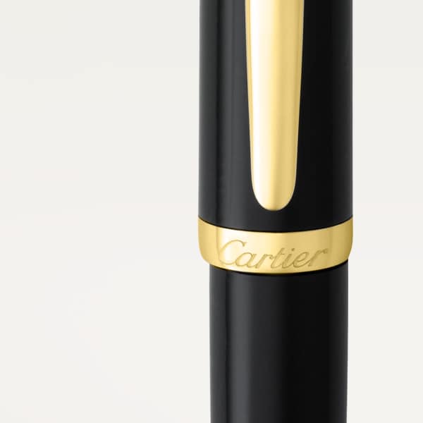 R de Cartier 原子筆 黑色複合材質，黃金色飾面細節
