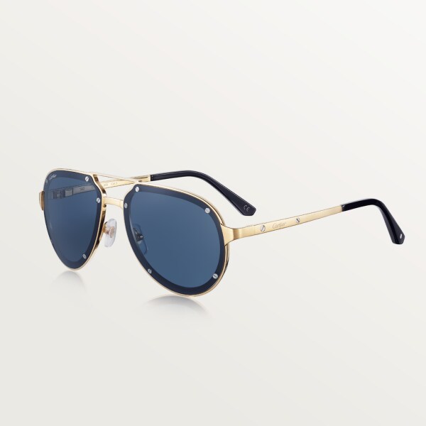 Santos de Cartier 太陽眼鏡 光滑及磨砂金色飾面金屬，藍色鏡片