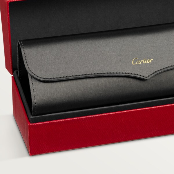Panthère de Cartier 太陽眼鏡 金屬，黑色 PVD 飾面及鍍釕飾面，銀灰色鏡面鏡片