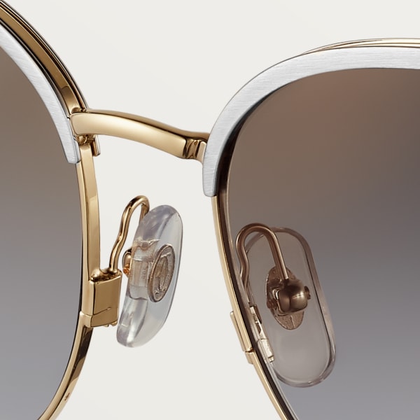 Panthère de Cartier 太陽眼鏡 光滑金色飾面及磨砂鍍鉑金飾面金屬，灰色鏡片，金色鏡面效果