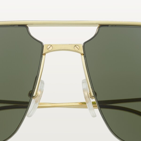 Santos de Cartier sunglasses Smooth and brushed golden-finish metal, green lenses