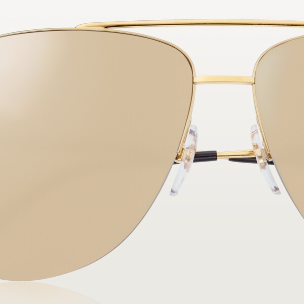 Panthère de Cartier 太陽眼鏡 金屬，光滑金色飾面，金色鏡面鏡片
