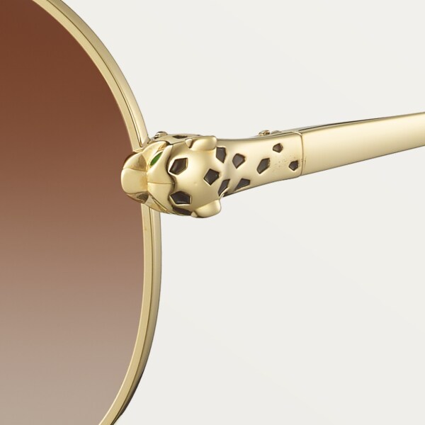 Panthère de Cartier 太陽眼鏡 光滑金色飾面金屬，棕色漸變鏡片，金色鏡面效果