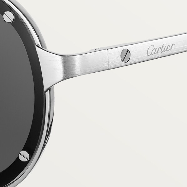 Santos de Cartier 太陽眼鏡 光滑及磨砂鍍鉑金飾面金屬，灰色鏡片