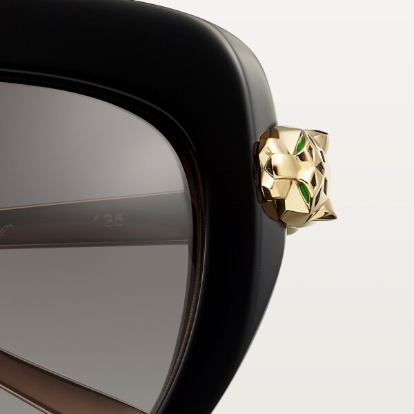 Panthère de Cartier 太陽眼鏡 黑色複合材質及灰色漸變鏡片
