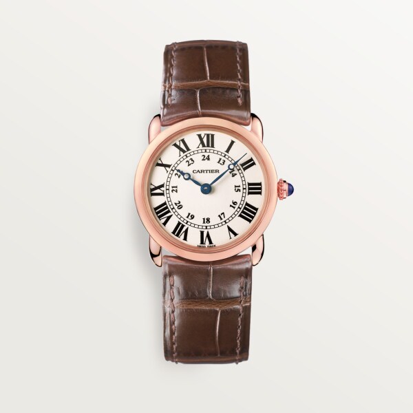 Ronde Louis Cartier watch 29mm, quartz movement, rose gold, leather