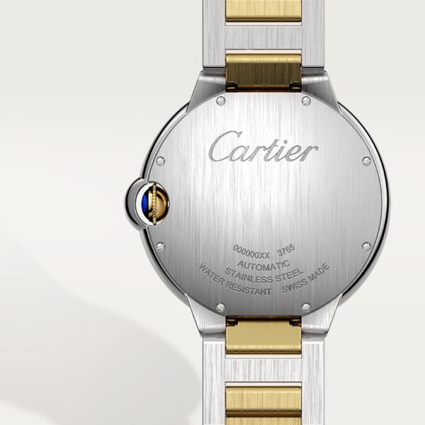Ballon Bleu de Cartier watch 42 mm, mechanical movement with automatic winding, yellow gold, steel