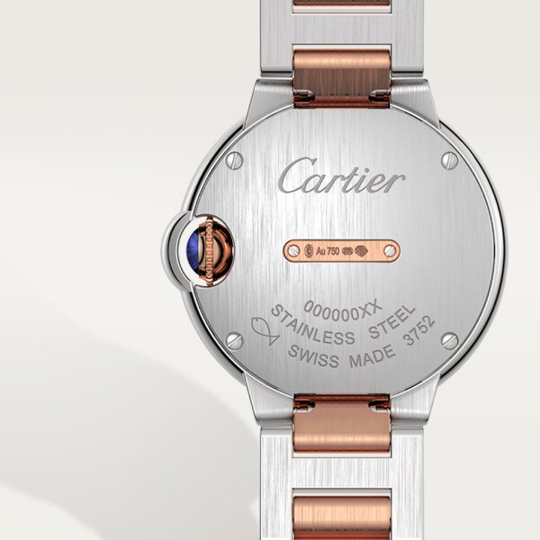 Ballon Bleu de Cartier watch 28 mm, rose gold, steel, diamonds