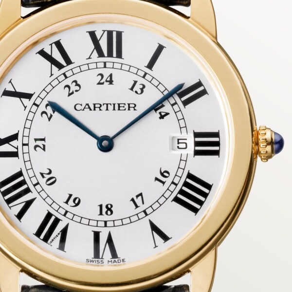 Ronde Solo de Cartier 腕錶 36毫米，石英機芯，18K黃金，精鋼，皮革