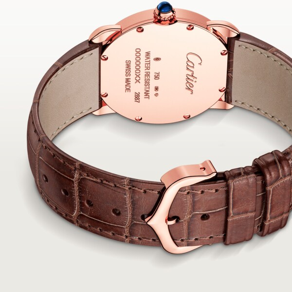 Ronde Louis Cartier 腕錶 29毫米，石英機芯，18K玫瑰金，皮革