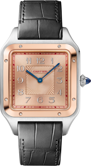 Santos-Dumont 腕錶 特大型款，手動上鏈機械機芯，18K玫瑰金，精鋼，皮革，500枚限量款式