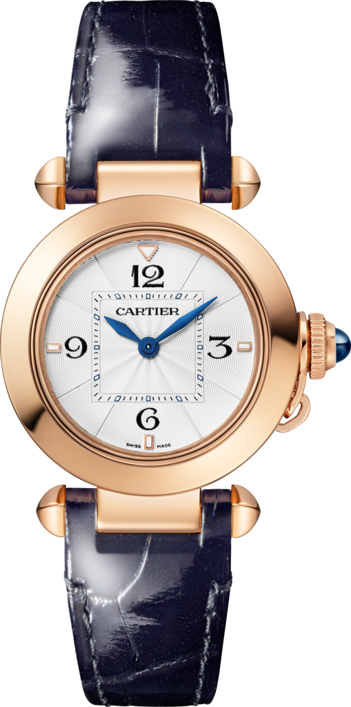 Pasha de Cartier 腕錶30毫米，高效能石英機芯，玫瑰金，可更換式皮革錶帶