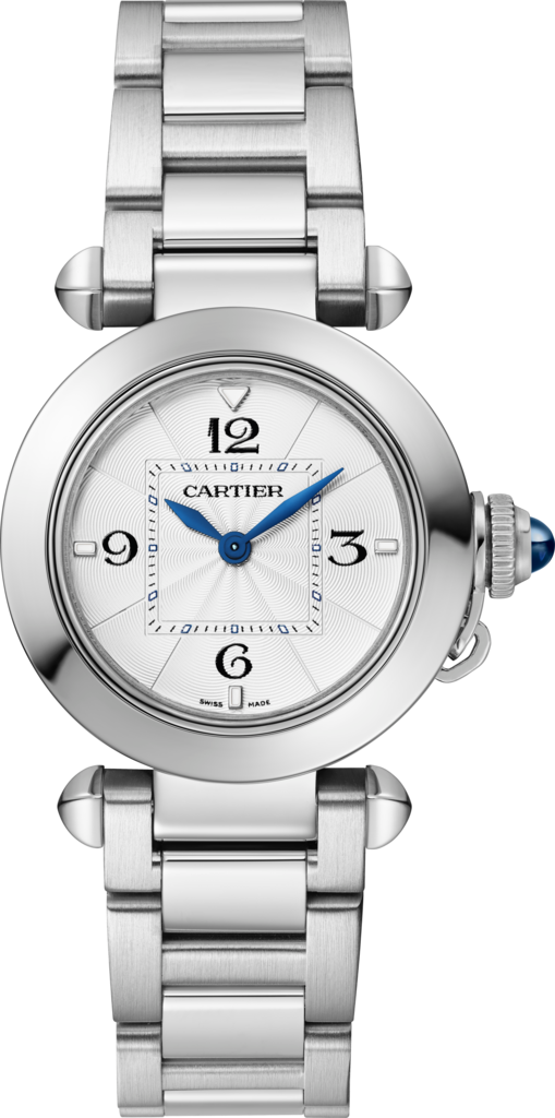 Pasha de Cartier 腕錶30毫米，石英機芯，精鋼，可更換式金屬錶鏈及皮革錶帶