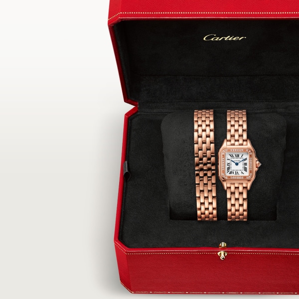 Panthère de Cartier 腕錶 小型款，石英機芯，18K玫瑰金，鑽石