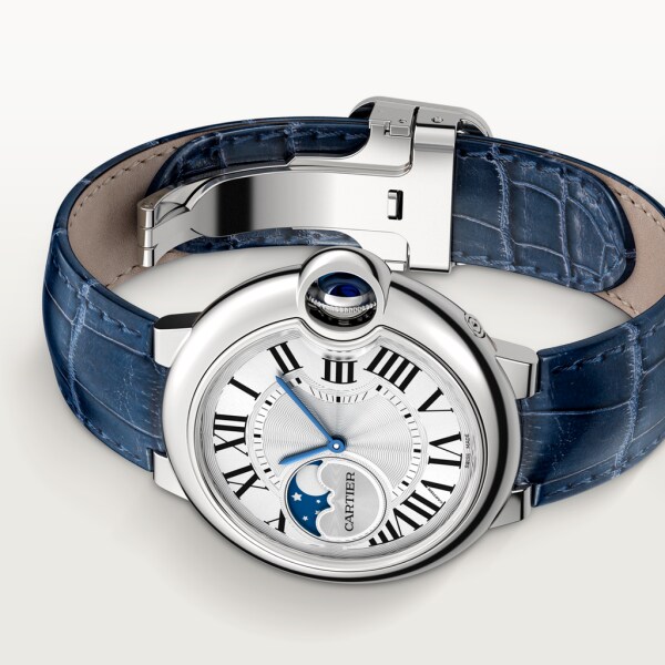 Ballon Bleu de Cartier 腕錶 37毫米，精鋼，皮革