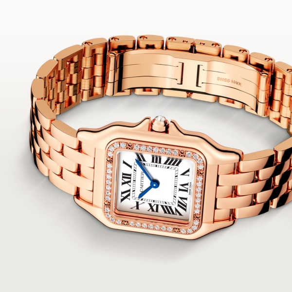 Panthère de Cartier 腕錶 中型款，石英機芯，18K玫瑰金，鑽石