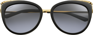 Panthère de Cartier 太陽眼鏡 黑色複合材質及香檳金色飾面金屬，灰色漸變鏡片