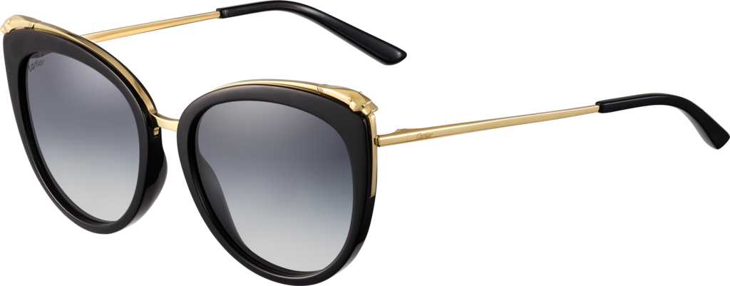 Panthère de Cartier sunglassesCombined black composite and champagne golden-finish metal, graduated grey lenses