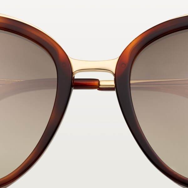 Panthère de Cartier 太陽眼鏡 玳瑁效果複合材質及香檳金色飾面金屬，棕色漸變鏡片