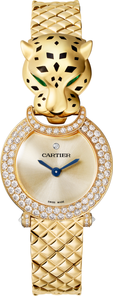 La Panthère de Cartier 腕錶23.6毫米，石英機芯，18K黃金，鑽石，金屬錶鏈