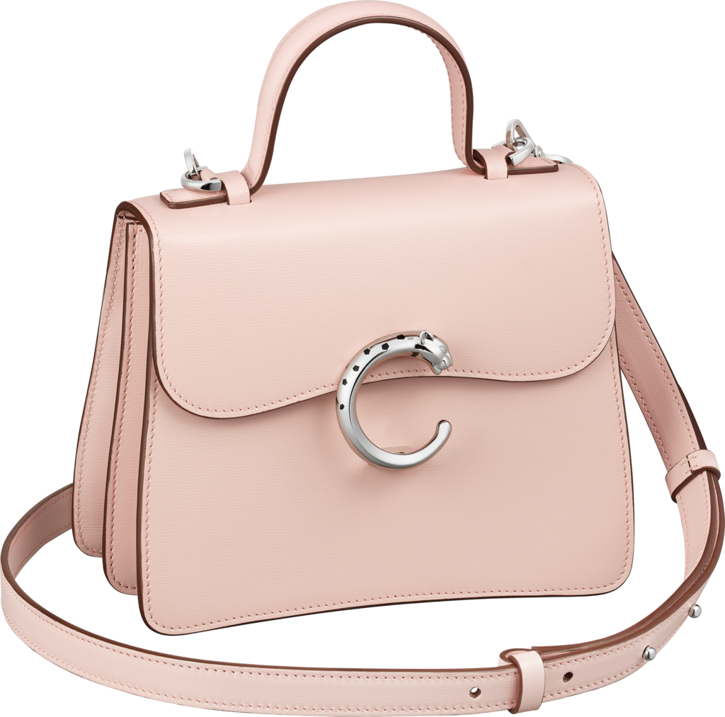 Panthère de Cartier 手袋，迷你款淺粉紅色小牛皮，鍍鈀飾面