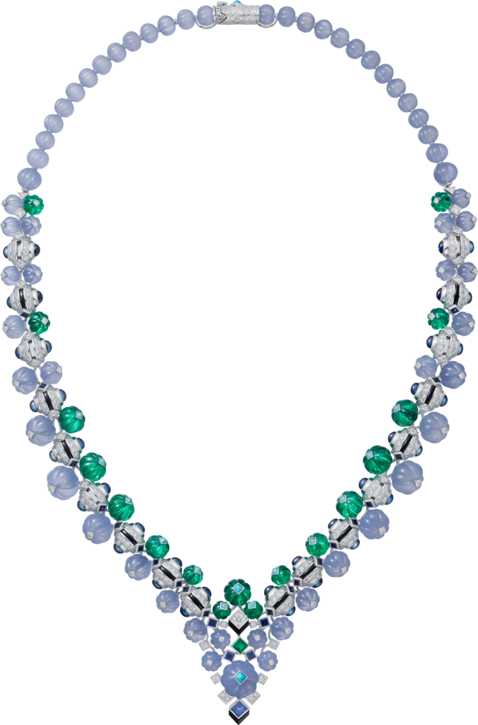 Creative Collection NecklaceWhite gold, emeralds, chalcedony, sapphire, onyx, turquoise, diamonds