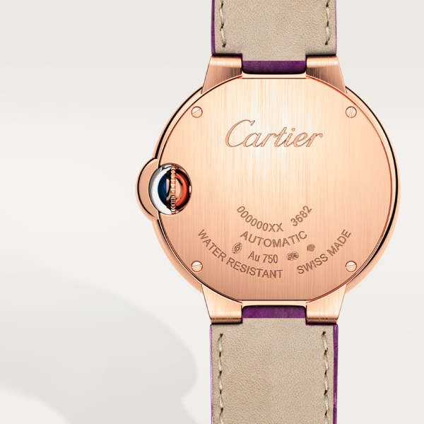 Ballon Bleu de Cartier 腕錶 33毫米，自動上鏈機械機芯，18K玫瑰金，鑽石，皮革