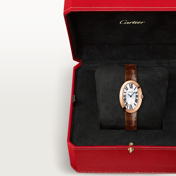 Baignoire 腕錶，小型款 小型款，石英機芯，18K玫瑰金，皮革