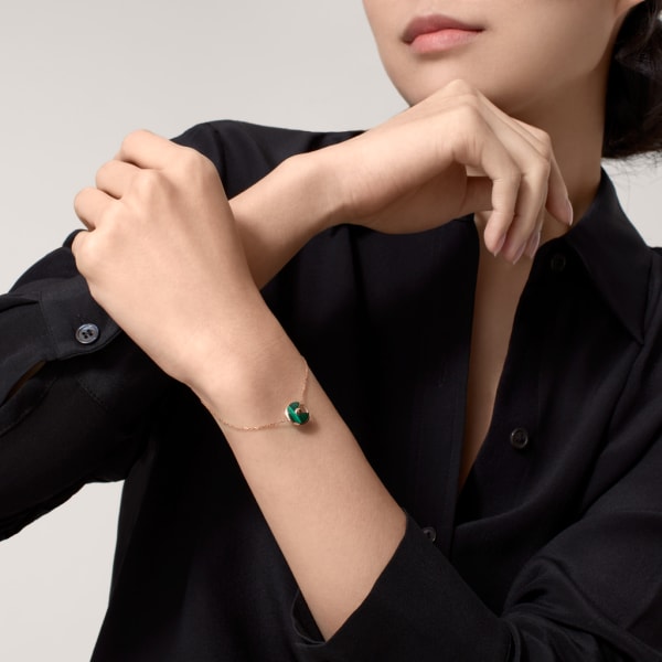 Amulette de Cartier 手鐲，超小型款 玫瑰金，孔雀石，鑽石
