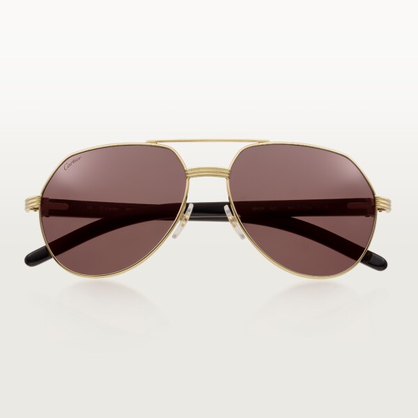 Première de Cartier sunglasses White horn, smooth golden finish, burgundy polarised lenses