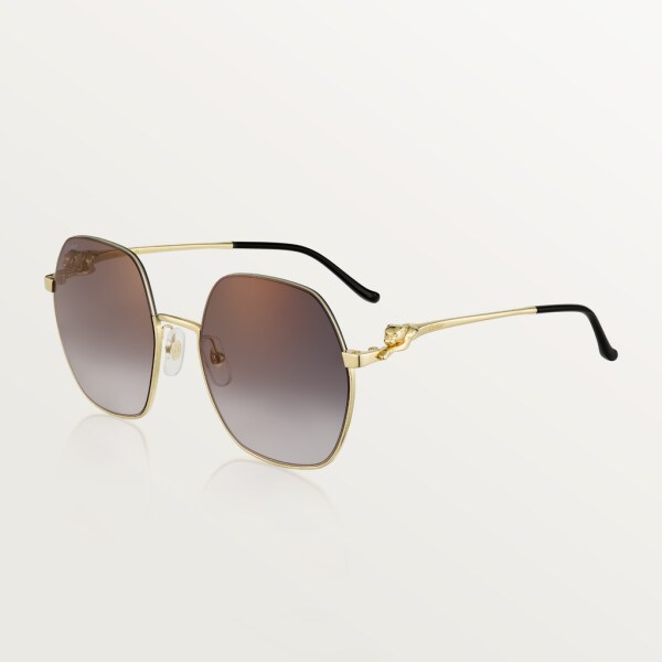 Panthère de Cartier 太陽眼鏡 光滑金色飾面金屬，灰色鏡片，金色鏡面效果
