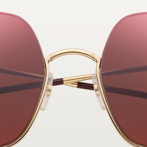 Panthère de Cartier 太陽眼鏡 光滑金色飾面金屬，棕色鏡片，紫紅色鏡面效果
