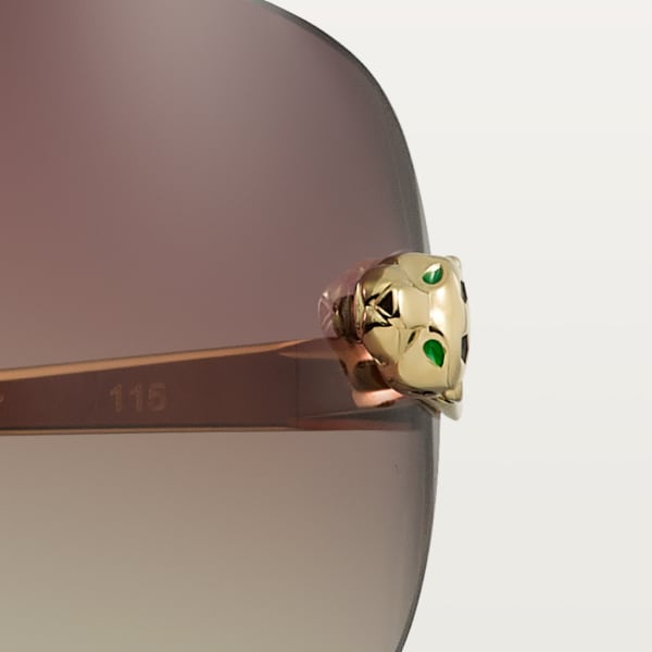 Panthère de Cartier 太陽眼鏡 光滑金色飾面金屬，紫色漸變鏡片