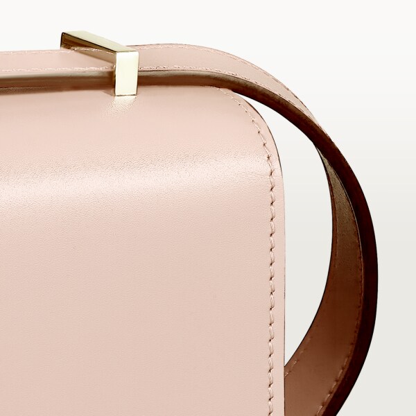 Shoulder Bag, Mini, Double C de Cartier Powder pink calfskin, gold and powder pink enamel finish