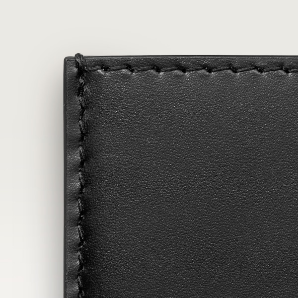 C de Cartier 卡片夾 黑色小牛皮，金色及黑色琺瑯飾面