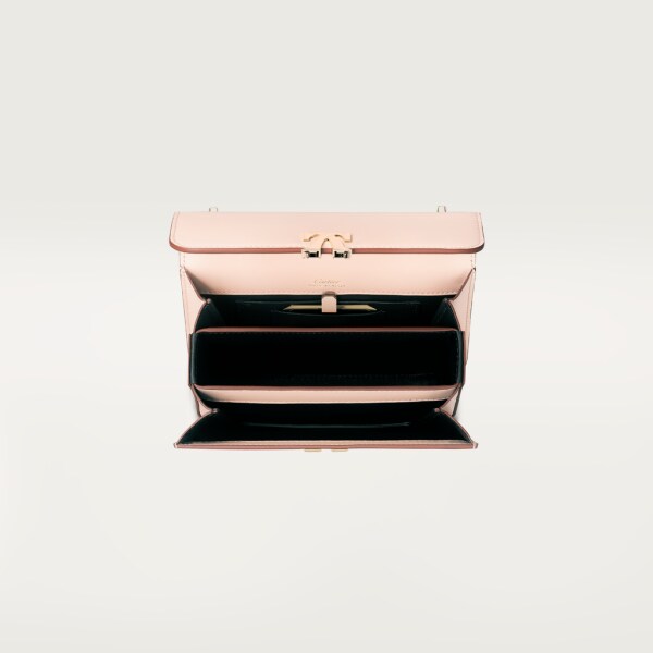 Double C de Cartier 手袋，袖珍款 粉紅色小牛皮，金色及粉紅色琺瑯飾面