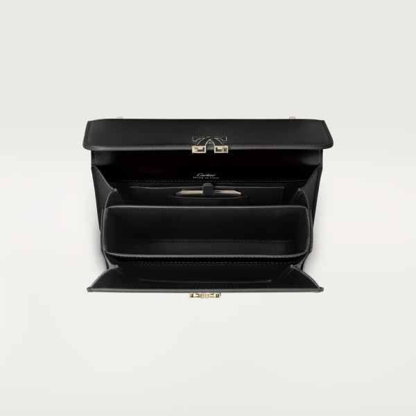 C de Cartier 手袋，迷你款 黑色小牛皮，金色及黑色琺瑯飾面