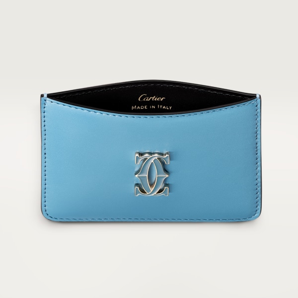 C de Cartier 卡片夾 卡布里藍色小牛皮，金色及卡布里藍色琺瑯飾面