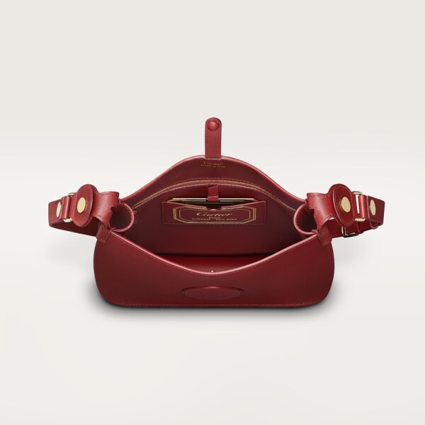 Hobo bag small model, Must de Cartier Burgundy calfskin, golden finish