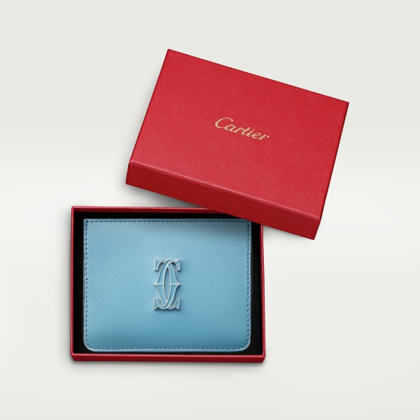 C de Cartier 卡片夾 卡布里藍色小牛皮，金色及卡布里藍色琺瑯飾面
