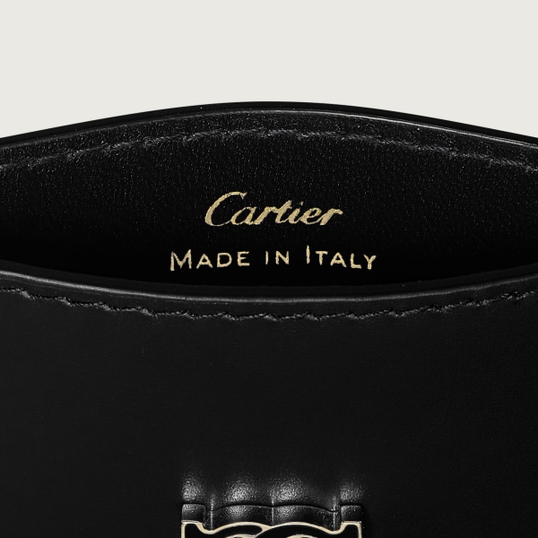C de Cartier 卡片夾 黑色小牛皮，金色及黑色琺瑯飾面
