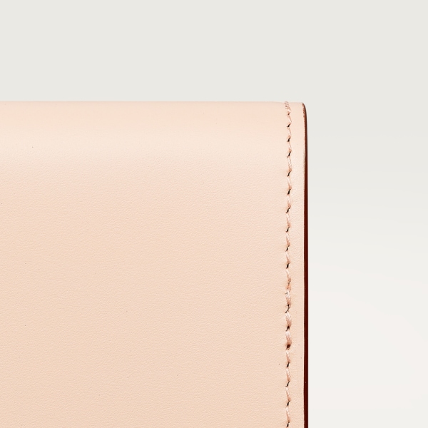 C de Cartier 翻蓋卡片夾 粉紅色小牛皮，金色及粉紅色琺瑯飾面