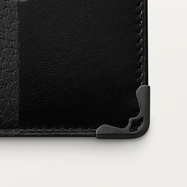 Must de Cartier 4-card holder Smooth and grained black calfskin, black PVD finish