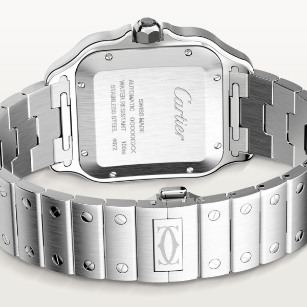 Santos de Cartier 腕錶 大型款，自動上鏈機械機芯，精鋼，ADLC 碳鍍層處理，可更換式金屬錶鏈及橡膠錶帶