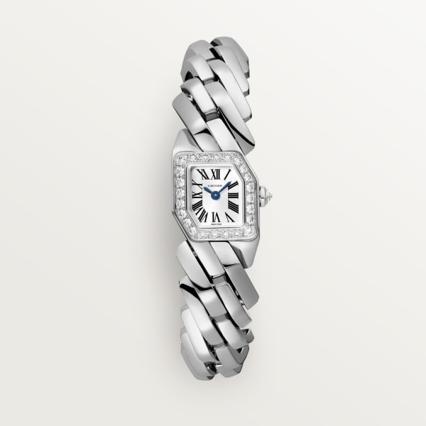 Maillon de Cartier 腕錶 小型款，石英機芯，18K白色黃金，鑽石
