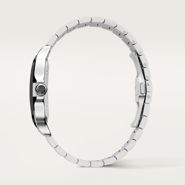 Santos de Cartier 腕錶 大型款，自動上鏈機械機芯，精鋼，ADLC 碳鍍層處理，可更換式金屬錶鏈及橡膠錶帶