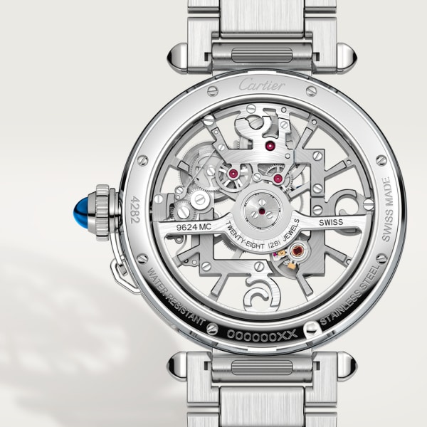 Pasha de Cartier 腕錶 41毫米，自動上鏈機械機芯，精鋼，可更換式金屬錶鏈及皮革錶帶
