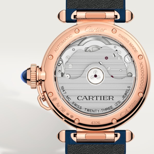 Pasha de Cartier 腕錶 35毫米，自動上鏈機械機芯，18K玫瑰金，鑽石，2條可更換式皮革錶帶