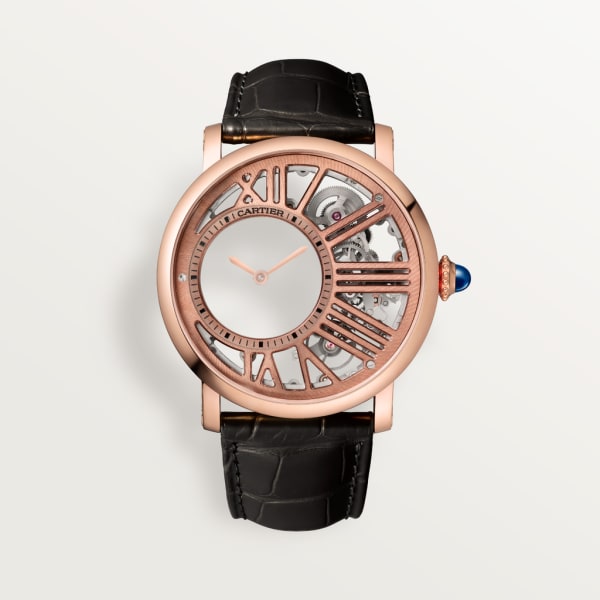 Rotonde de Cartier 腕錶 42毫米，手動上鏈機械機芯，18K玫瑰金，皮革