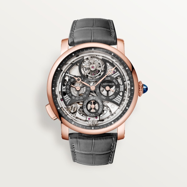 Rotonde de Cartier 腕錶 45毫米，自動上鏈機械機芯，18K玫瑰金，皮革